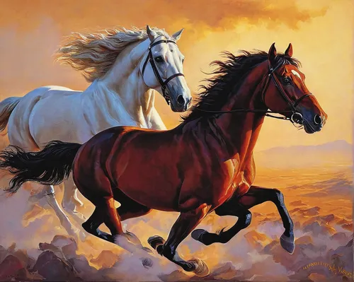 Horses of the Flying ... by Mr. Wayne Wolfe - Masterpiece Online,two-horses,horses,arabian horses,white horses,beautiful horses,bay horses,equine,equines,a white horse,horse horses,andalusians,arabian
