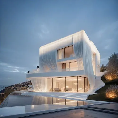 a villa built on cliffside
