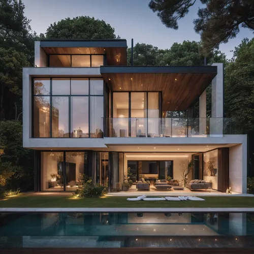 Modern Villa, Fujifilm GFX 100S, capturing every detail and achieving unparalleled image clarity, full body shot, paranormal,modern house,modern architecture,luxury property,luxury home,beautiful home