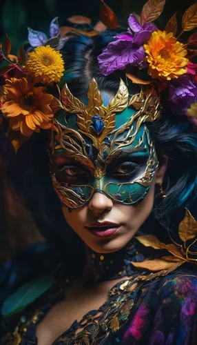 Mystic Witch,masquerade,venetian mask,the carnival of venice,fairy peacock,golden mask,asian costume,gold mask,masque,faery,sinulog dancer,headdress,faerie,fantasy portrait,girl in a wreath,peacock,ka