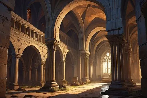  Game Scene, Wild angle view,cloister,cloisters,cloistered,arcaded,arcades,archways,undercroft,hall of the fallen,monastic,cathedrals,cathedral,theed,monasterium,arches,colonnades,labyrinthian,monaste