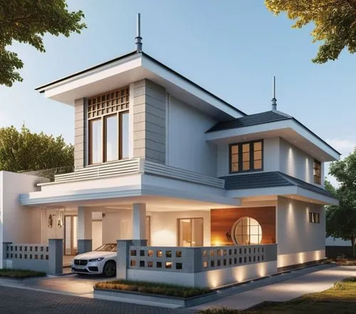 white vibes, modern,modern house,residential house,two story house,holiday villa,3d rendering,homebuilding,house shape,home house,beautiful home,smart home,rumah,exterior decoration,dormers,small hous