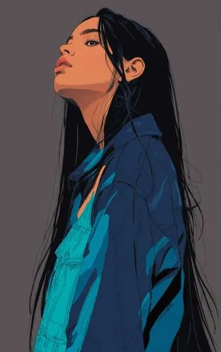 20 year old woman, long straight black hair.png,mulan,digital illustration,digital drawing,digital painting,vector illustration,jean jacket,vector art,jacket,digital art,denim jacket,vector girl,nico,