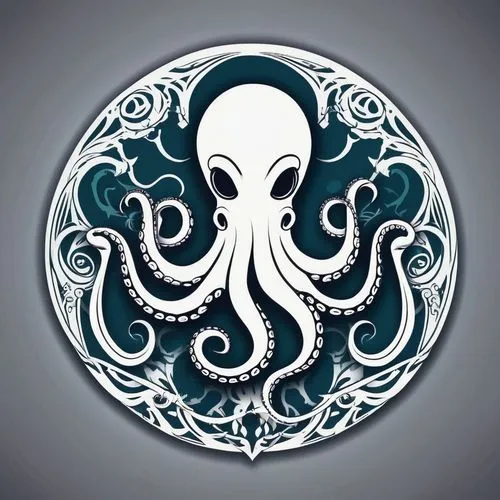 Scary octopus pattern, mythology, vector style, logo design,octopus vector graphic,cephalopod,octopus,greyjoy,illithid,cephalopods,tentacled,fun octopus,tentacular,squid game card,octopus tentacles,kr