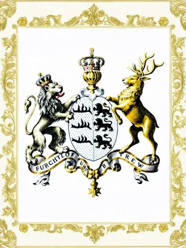 two animals on a decorative gold frame,armorial,wappen,heraldic animal,coat arms,coat of arms,buckinghamshire