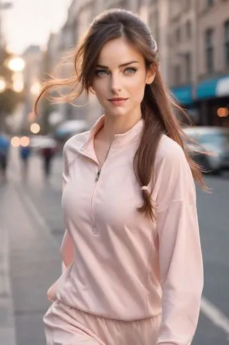 dreamy expression, natural proportions, long shoulderlong hair, stylish loose ponytail, natural lips, pale lips, dainty delicate graceful tender, medium small buxom, 
professional longsleeve sports cl