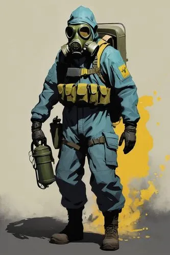  Game character design, full body,chernovol,cbrn,chernogorneft,respirator,hazmat,eod,preparator,chemical container,cbrne,mute,thermite,civil defense,cleanup,defend,spaceguard,biodefense,patroller,smok