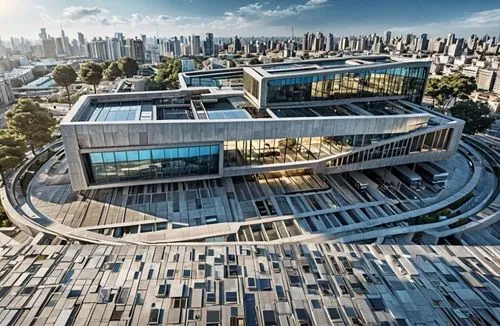  building color with futuristic architectural modern ,an aerial view of the exterior of a building,new building,oval forum,new city hall,rezoning,futuristic art museum,futuristic architecture,headquar