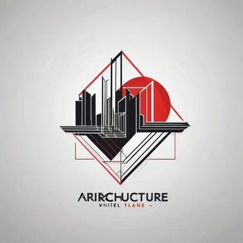 aarchitecture minimal design follow the lines of a geometric shape. building plan red and black colors without round shapes,the cityscape has been drawn with geometric lines,arhitecture,kirrarchitectu