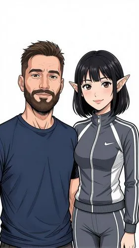 Style manhwa détaillé
Ajoute au côté de l'homme Une elfe asiatique de 27 ans, d’origine chinoise. Elle a une frange et un visage doux. Ses oreilles pointues sont joliment percées.
Elle porte une tenu
