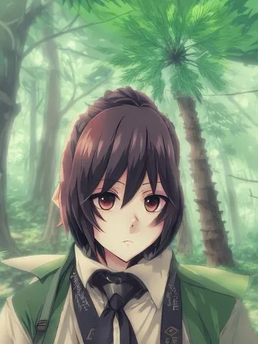 2d anime art style, cartoon eyes, forest background,forest clover,forest background,forest man,ramsons,in the forest,leafy,frog background,forest,deciduous forest,leaf background,shouta,forest walk,gr