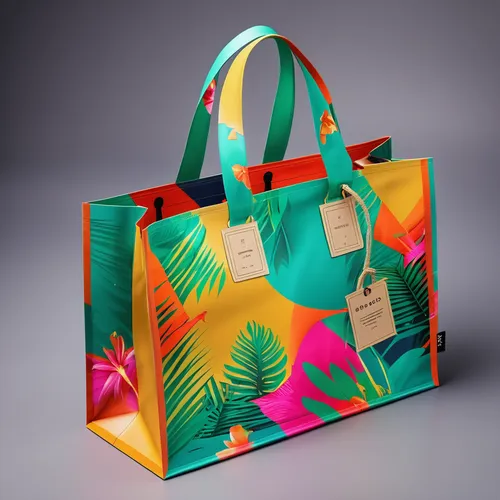 product design，Packaging Design,tropical floral background,shopping bag,tropical bloom,tropics,shopping bags,sub-tropical,tropic,palm leaves,tropical,tropical flowers,tote bag,eco friendly bags,floral