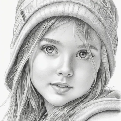 Make your images the perfect size,girl drawing,girl wearing hat,girl portrait,pencil drawings,graphite,pencil drawing,young girl,child portrait,pencil art,charcoal pencil,kids illustration,little girl