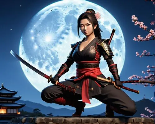 Only generate images in high resolution, 4k, pixar 3d style. Show your whole body. Create a kunoichi, female ninja. She must have a curvy and slim body. Her shinobi shokuzo must be glued to her body. 