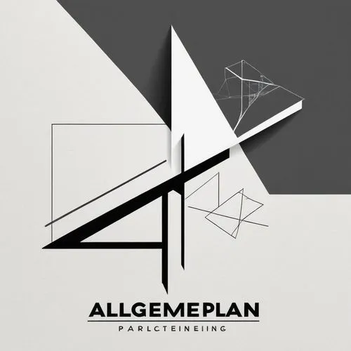 Minimalist logo design for an architecture and urban planning firm named "Allgemeiner Plan". Use stylized letters "A" and "P" integrated into a clean geometric composition inspired by architectural si