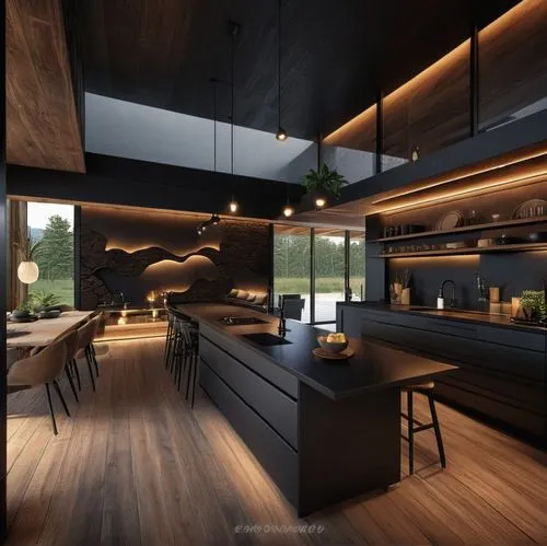 BLACK THEME ,RUSTIC INTERIOR , 32K ULTRA REALISTIC,modern kitchen interior,modern kitchen,kitchen design,modern minimalist kitchen,dark cabinetry,kitchen interior,dark cabinets,big kitchen,interior mo