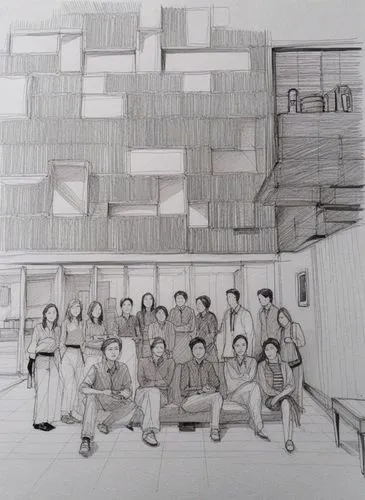 a drawing of people sitting and standing near each other,pencil frame,pencil art,pencils,pencil,pencil drawings,prisoners