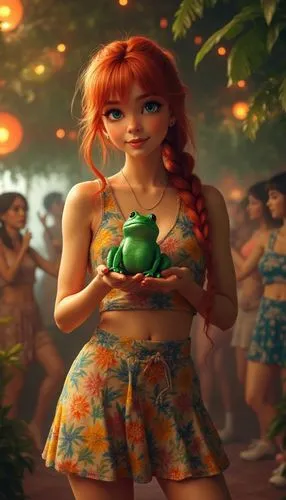 /imagine A vibrant and hyper-realistic full-body portrait of a young female digital influencer with striking blue eyes, fiery red hair styled in braids, and fair skin with realistic texture. She wears