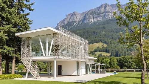 this is an architecturally designed house in the mountains,hahnenfu greenhouse,house in the mountains,house in mountains,modern house,koolhaas,cubic house
