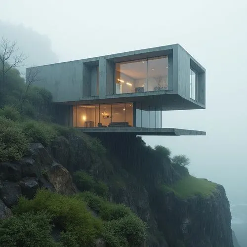  on the cliff,the house sitting on top of a cliff,cubic house,house in mountains,house in the mountains,snohetta,dunes house,cube house