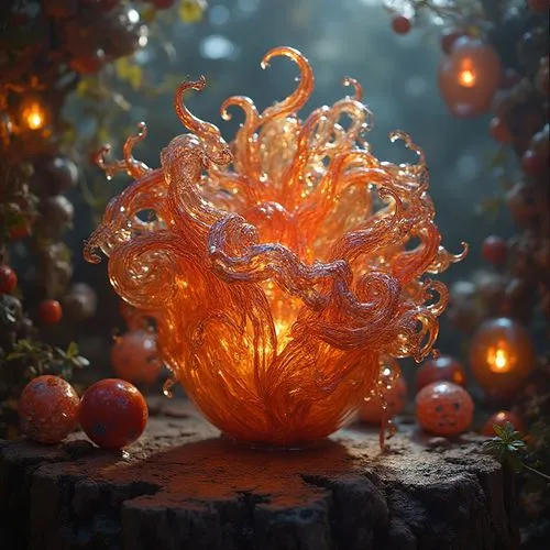 hyperrealistic 
a beautiful, kind, charming, sociable, atmospheric photos, exotic,  8k, Hyper detailed
,orange vase,cinema 4d,flowering tea,decorative pumpkins,christmas lantern,glass yard ornament,ch