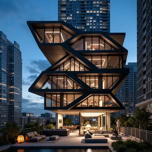 Deconstructivism Style Penthouse Building Design Ideas