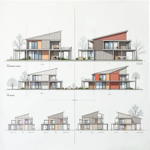 A diagram showing the process of building with each step represented by different architectural sketches and digital construction models of building structures and dimensions. The left side features t