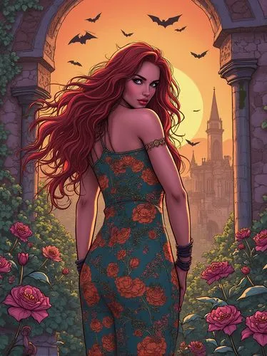 In this comic art marvel, a symphony of colors fills the air. A woman with muscular bodies and vibrant energy radiates an electric energy, her skin a deep, velvety hue, and her face is a radiant pink,