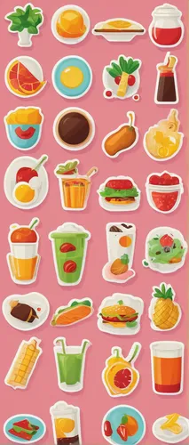 Design a set of colorful food-themed flaticons,fruits icons,fruit icons,watermelon background,food icons,food collage,foods,cupcake background,soup bunch,watermelon wallpaper,icon set,drink icons,soup