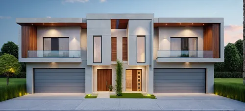 现代风格别墅，车库门，水泥车道，前院草地,modern house,3d rendering,two story house,build by mirza golam pir,modern architecture,cubic house,render,residential house,floorplan home,house shape,frame house,smart house,hous