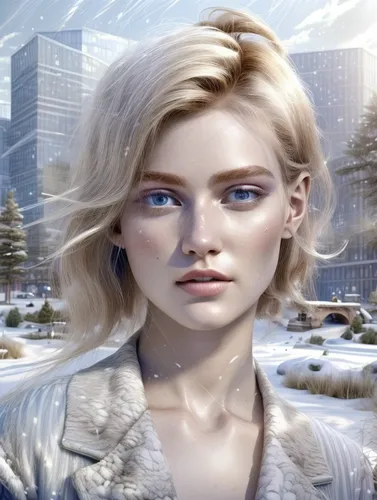 the beautiful blonde haired woman is posing in the snow,winter background,the snow queen,white rose snow queen,suit of the snow maiden,ice queen,ice princess