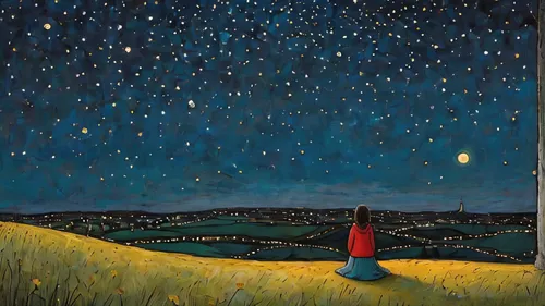girl watching the starry sky,starry night,night scene,astronomer,starry sky,night stars,falling stars,falling star,hanging stars,the night sky,bethlehem star,starfield,stargazing,star of bethlehem,car