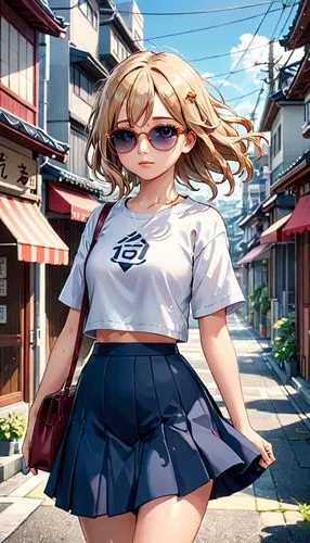 "Jennifer Lawrence with sunglasses, atiesh, skirts",  by artist "anime", Anime Key Visual, Japanese Manga, Pixiv, Zerochan, Anime art, Fantia By artist "anime", 3d anime art, cel shaded,anime japanese