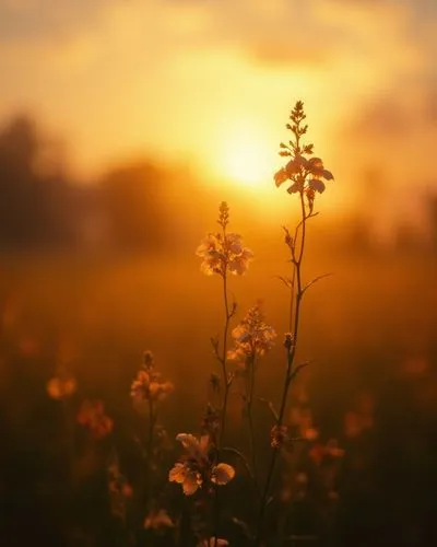 One single flower in a feild is silhouetted against the sunshine,a field filled with white flowers on top of a sunny day,flower in sunset,golden light,meadow flowers,summer meadow,evening sun,field fl
