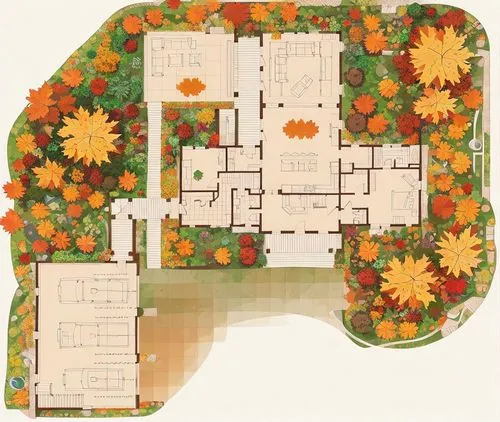 an artist's rendering of a house surrounded by foliage,floorplan home,garden elevation,floorplans,house floorplan,floor plan,floorplan