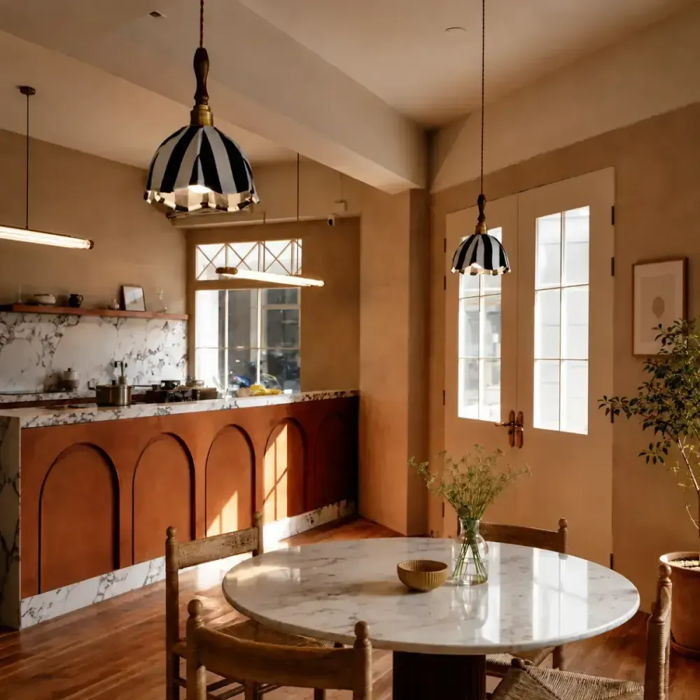 Marin Striped Fabric Pendant Light