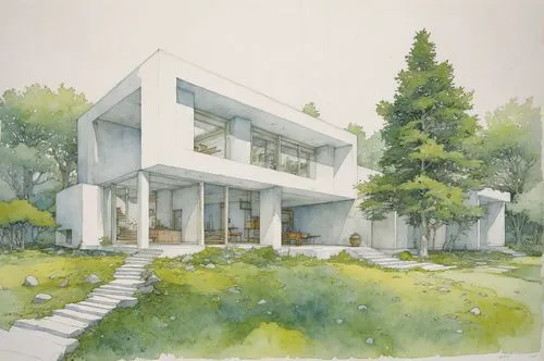 Architecture Drawing
,a rendering of a home is shown in green,house drawing,passivhaus,cohousing,garden elevation,modern house,renderings,residential house,vivienda,archidaily,habitaciones,Illustratio