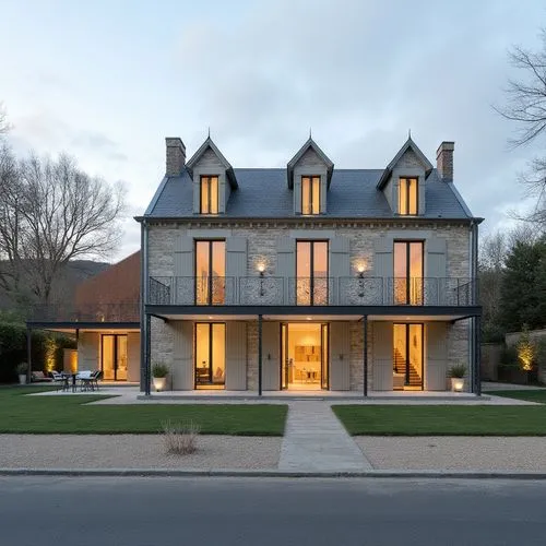  ,a large building with two levels that looks like an art deco,new england style house,two story house,house shape,ruhl house,residential house,beautiful home