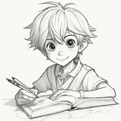 A mischievous anime boy drawing with playful creativity.,killua,child with a book,writing-book,scholar,children drawing,killua hunter x,pencil icon,tutoring,study,author,tutor,beautiful pencil,writer,