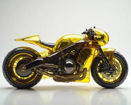 A futuristic gaa motorcycle designed for the urban commuter. The body is sleek and compact, with sharp, angular lines and a lightweight aluminum frame. The wheels are integrated into the body to minim