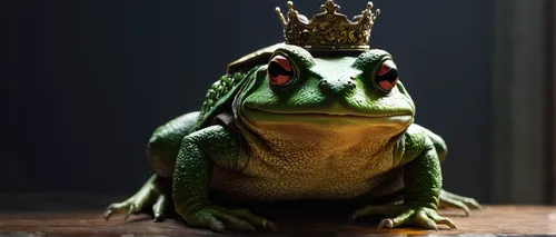 Eugene Batyrova-Gauss. Her Majesty the Toad,frog king,frog prince,bullfrog,frog figure,bull frog,green frog,barking tree frog,jazz frog garden ornament,king caudata,king crown,true frog,frog,man frog,