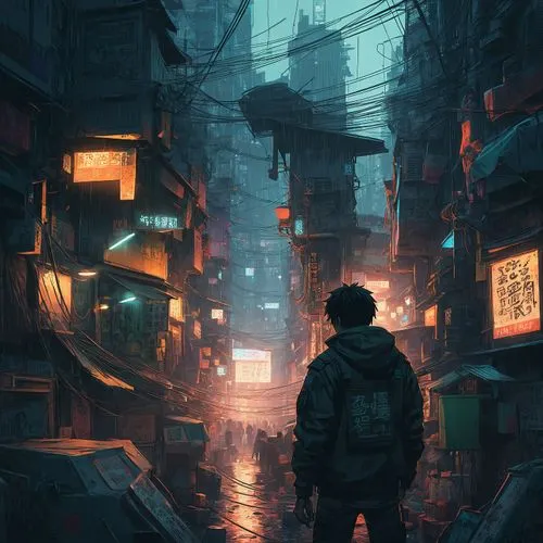 cyberpunk,alleyway,alley,cityscape,kowloon,shinjuku,mongkok,alleyways,sidestreet,world digital painting,slum,slums,postapocalyptic,cybercity,cybertown,akira,shanghai,wandering,shibuya,kowloon city,Con