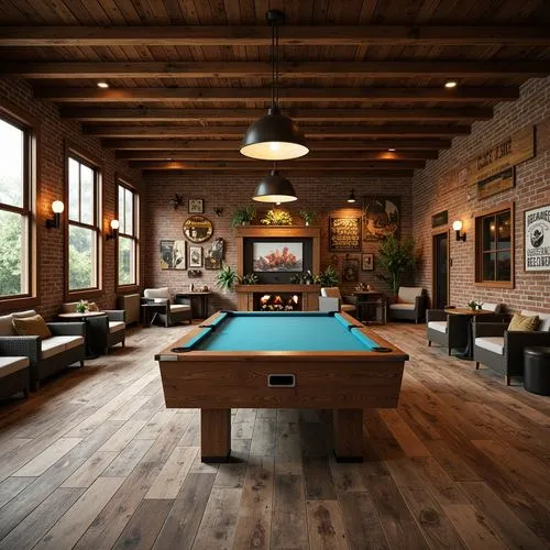 Game Room Rustic Style Interior Design Ideas