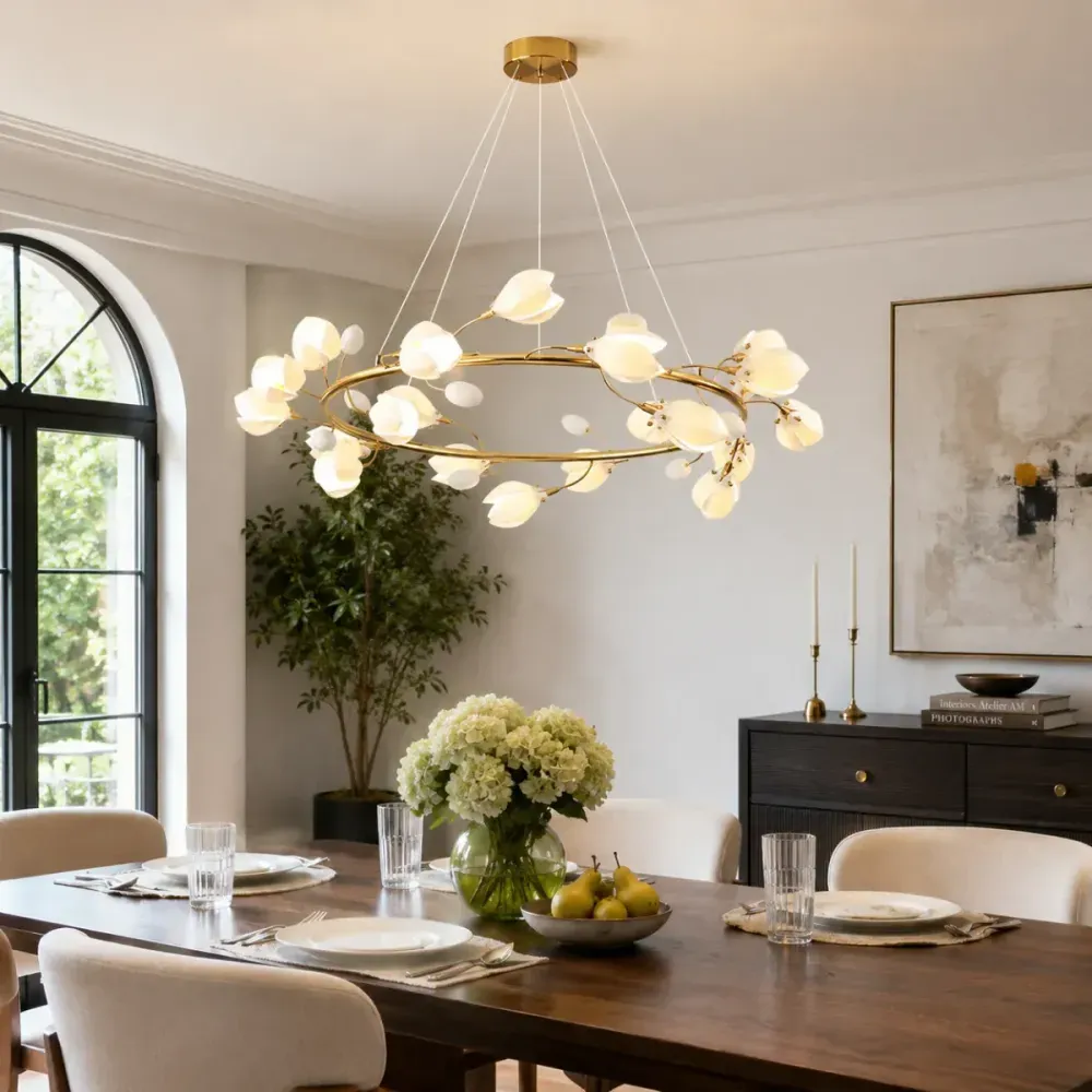 Aurelle Magnolia Branch Ring Chandelier