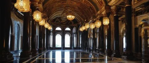 Ancient Greek temple, ornate columns, intricate carvings, marble stones, grand entrance, symmetrical facade, imposing structure, majestic staircase, luxurious interior, high ceiling, stained glass win