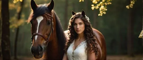 Centaur, half-woman-half-horse, muscular human upper body, beautiful detailed face, long curly brown hair, gentle smile, horse ears, horse eyes, horse fur, majestic horse legs, powerful horse body, st