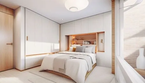 a bed with white sheets on top and a wooden headboard,modern room,bedroom,guest room,bedrooms,guestrooms,sleeping room,bedroom window,roomier,hinged doors,roominess,walk-in closet,room door,wooden win