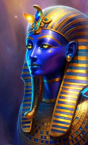 The Egyptian mummy is one of the ancient artifacts from inside the pyramids with a blue glass face.,the ancient egyptian god tutan with his name in his forehead,pharaoh,king tut,pharaohs,hieratic,hier