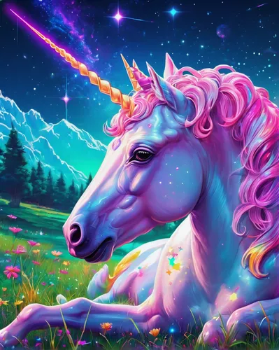 Compose a peaceful painting of a constellation unicorn resting in a tranquil meadow.,unicorn background,unicorn art,unicorn,rainbow unicorn,spring unicorn,constellation unicorn,unicorns,unicorn and ra
