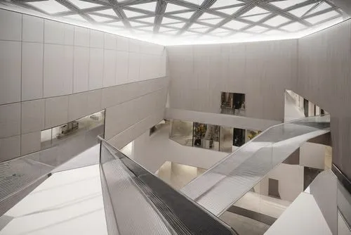 (at dusk:1.3),futuristic art museum,walt disney concert hall,soumaya museum,archidaily,disney concert hall,daylighting,3d rendering,arq,cubic house,jewelry（architecture）,concrete ceiling,kirrarchitect